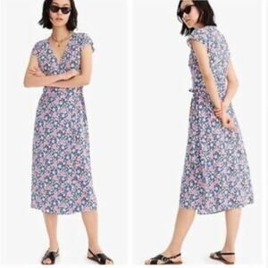 J.CREW Floral Midi Wrap Dress // XS